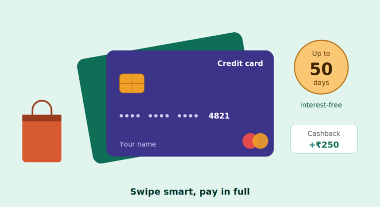 Get up to 50 days interest-free credit and 250 rupees cashback with this card